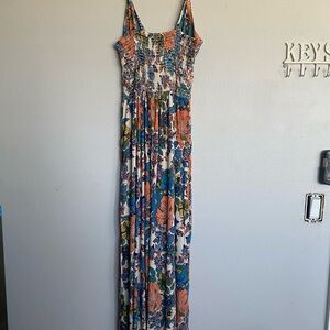 Angie Blue and Orange Floral Maxi Dress